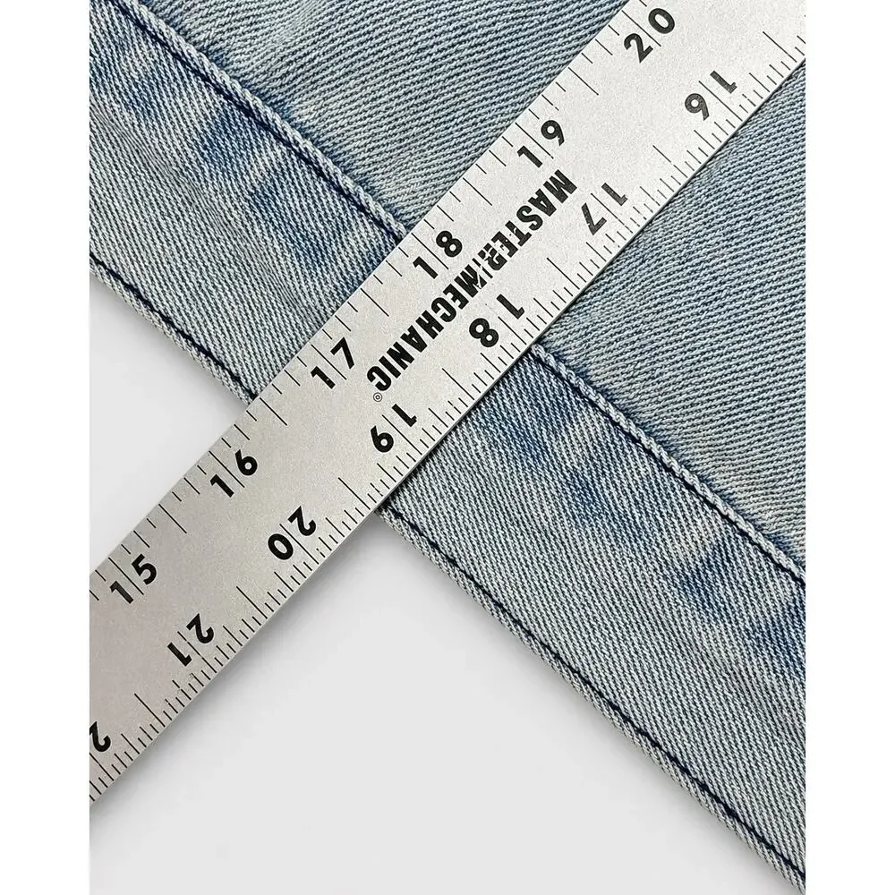 Denim Jacket Women‎ Large Cropped Bow Embroidered Applique Coquette Light Wash